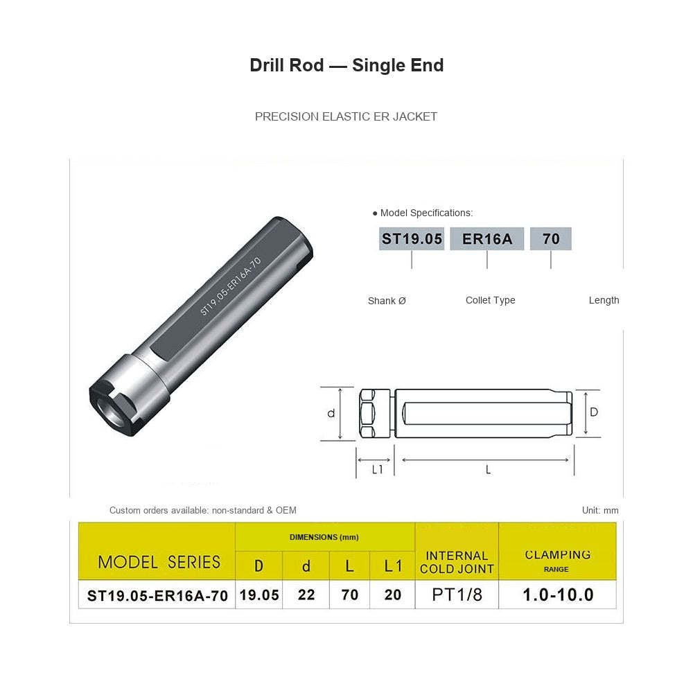 Swiss-Type Drill Rod ST19.05-ER16A-70