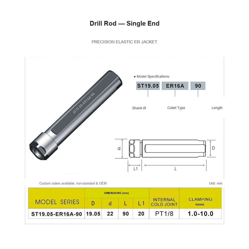 Swiss-Type Drill Rod ST19.05-ER16A-90