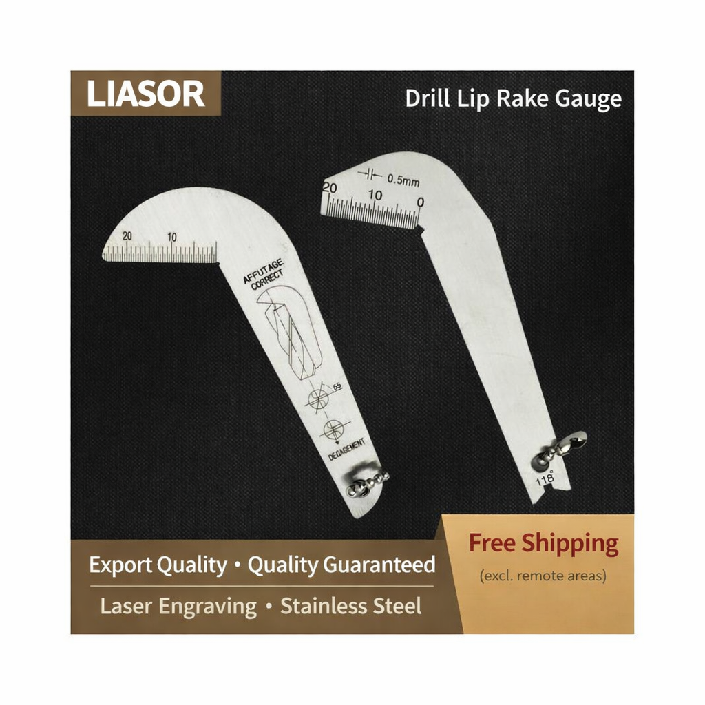 LIASOR Drill Lip Rake Gauge — Both Variants: Standard vs With Additional Markings