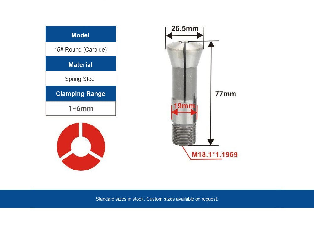 Indexing Collet Chuck — 15# Round (Carbide)