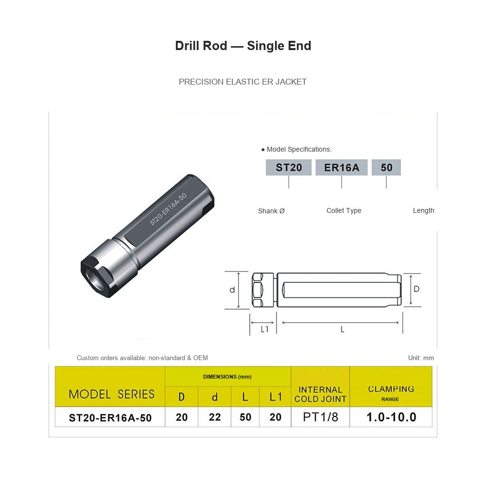 Swiss-Type Drill Rod ST20-ER16A-50