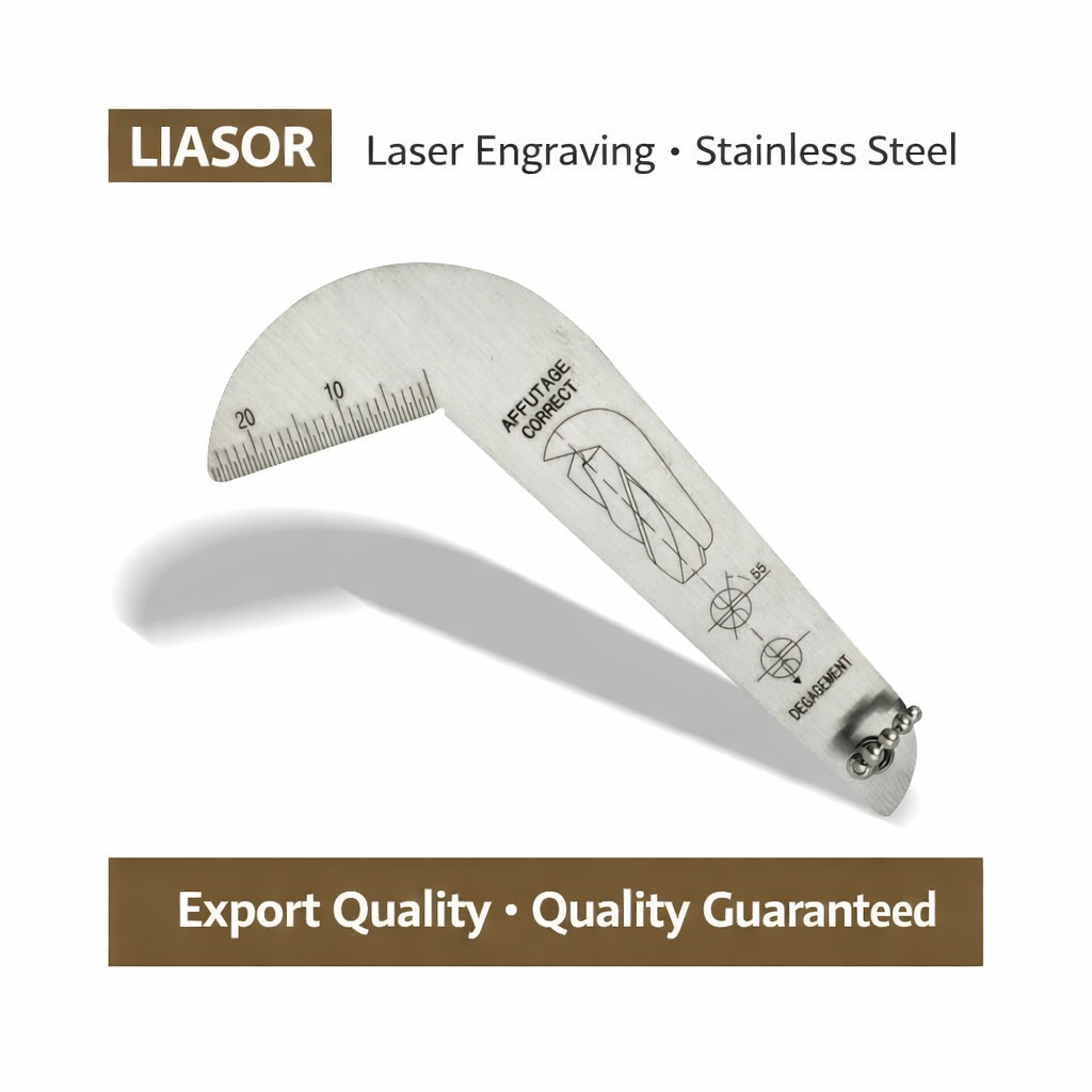 LIASOR Drill Lip Rake Gauge — Laser-Engraved Stainless Steel, Export Quality