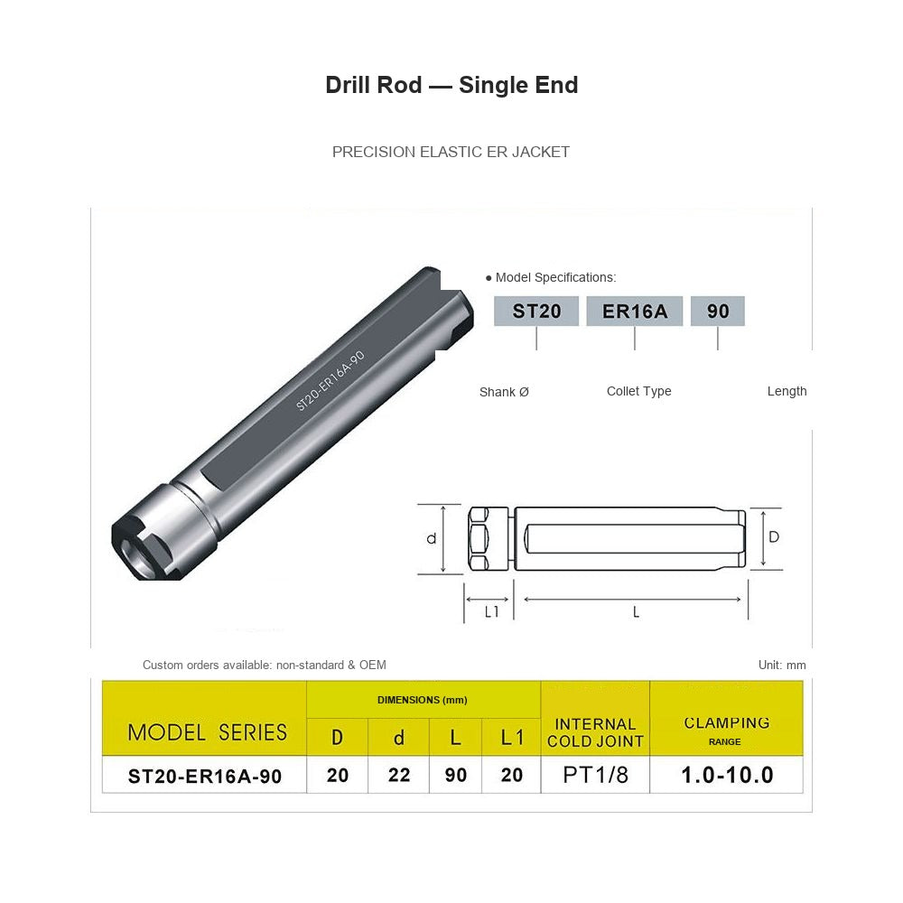 Swiss-Type Drill Rod ST20-ER16A-90