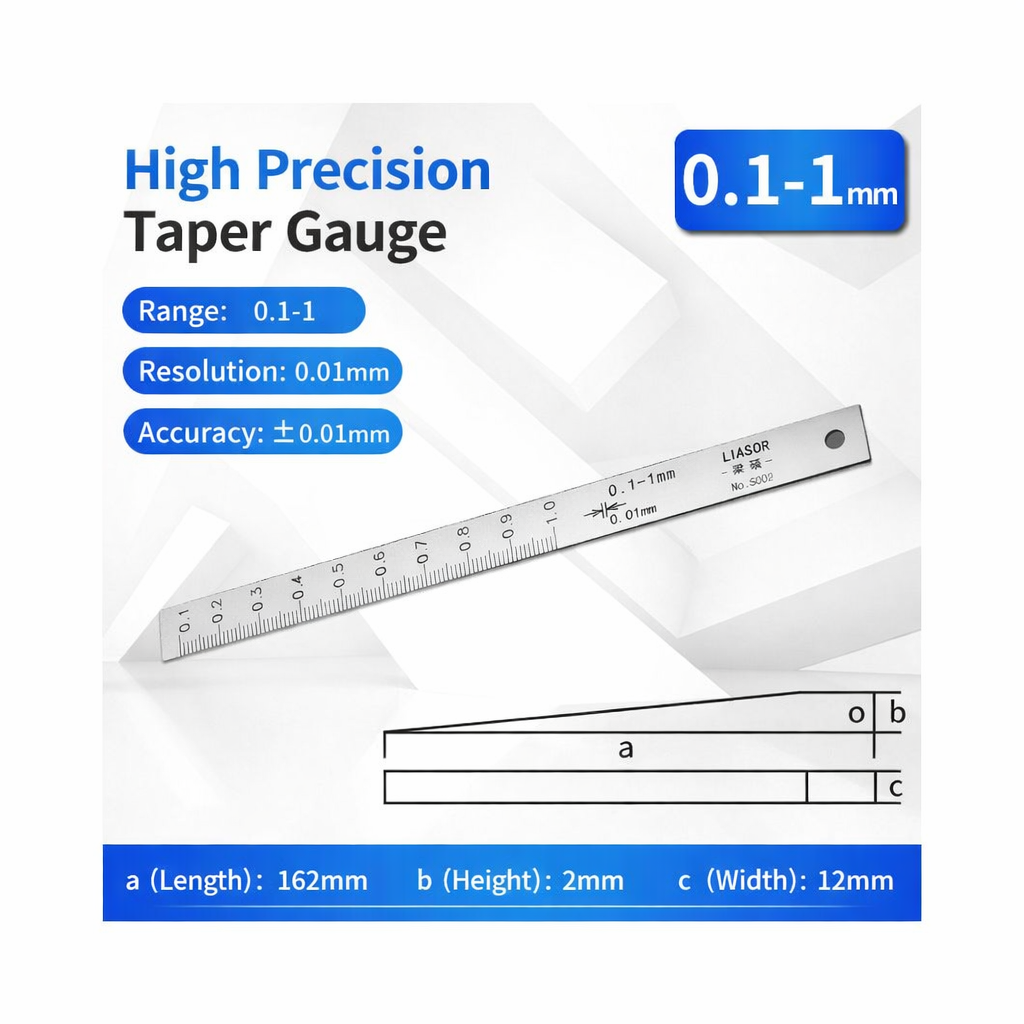 LIASOR High Precision Wedge Gauge 0.1-1mm — Resolution 0.01mm, Length 162mm