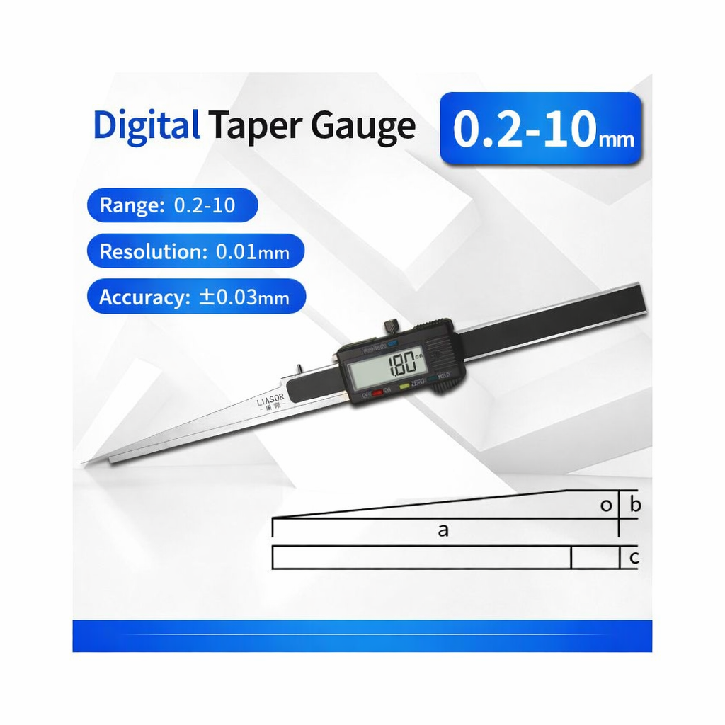 LIASOR Digital Taper Gauge 0.2-10mm — Resolution 0.01mm, Accuracy ±0.03mm
