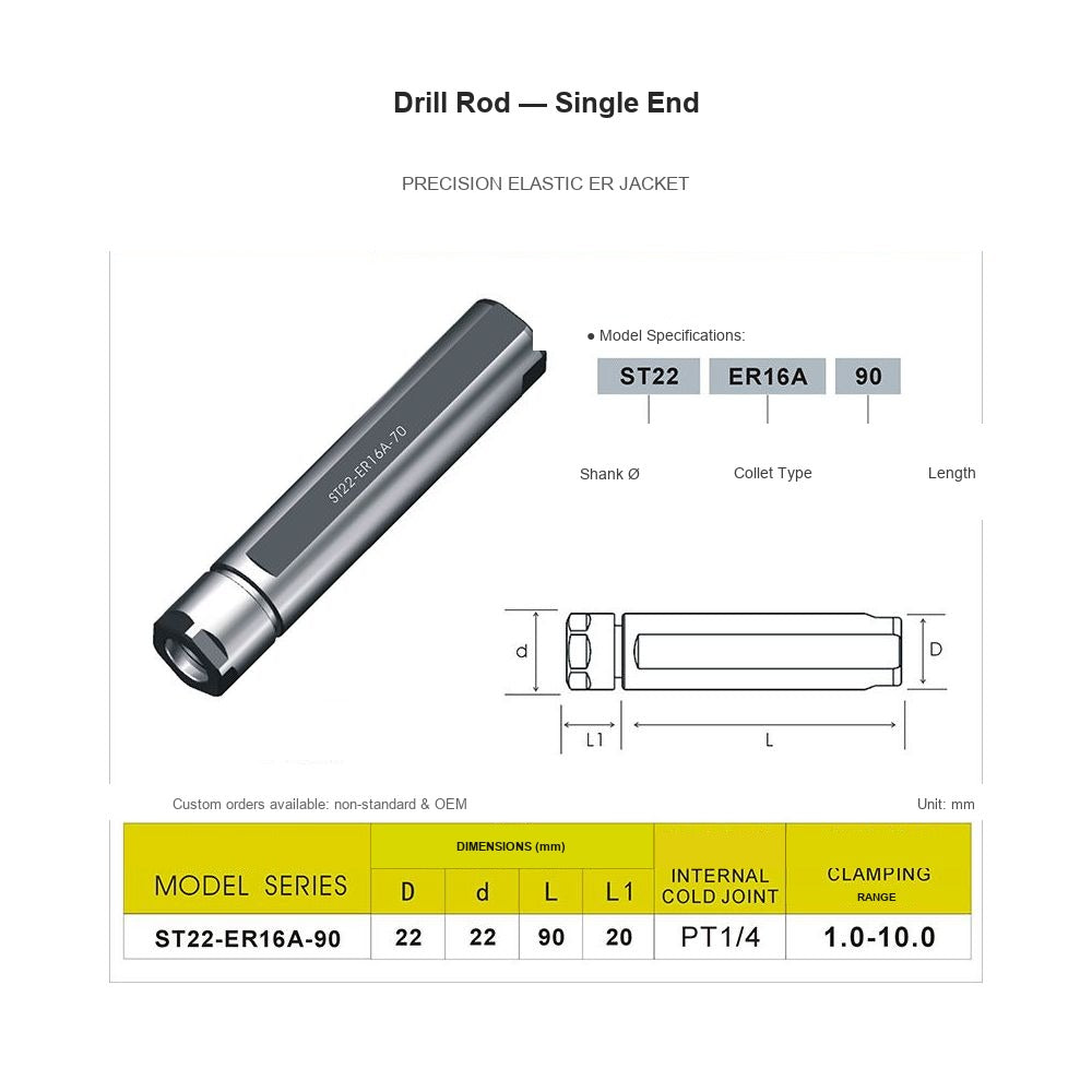 Swiss-Type Drill Rod ST22-ER16A-90