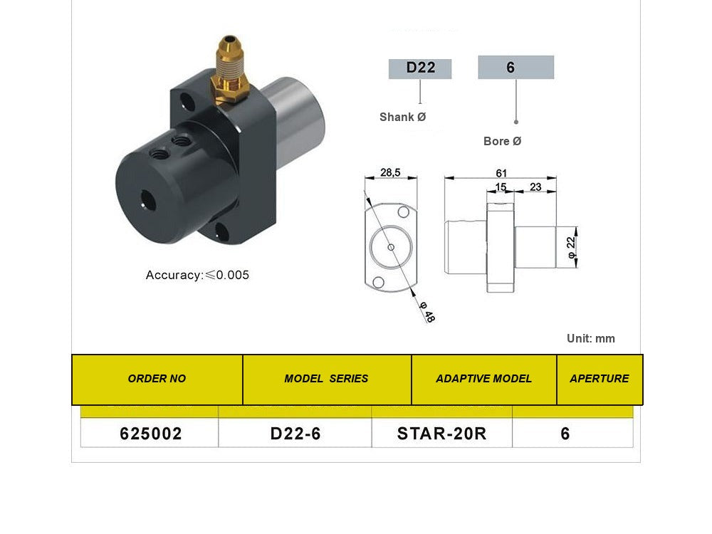 D22 / 6mm + adapter