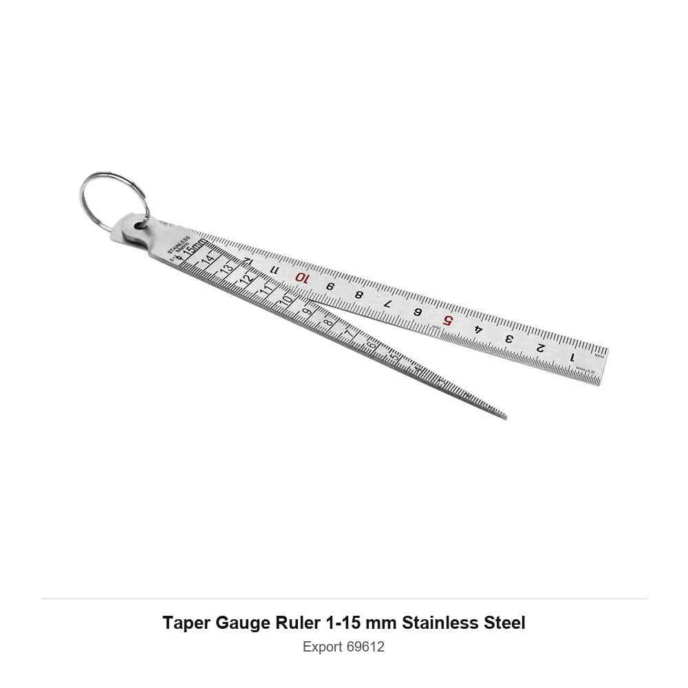 Taper Gauge Ruler 1-15 mm Stainless Steel — Export 69612