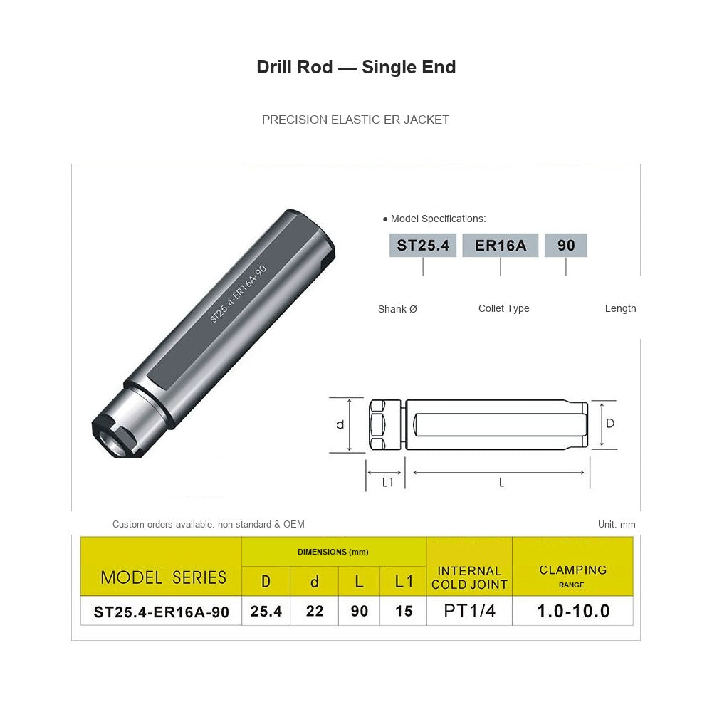 Swiss-Type Drill Rod ST25.4-ER16A-90