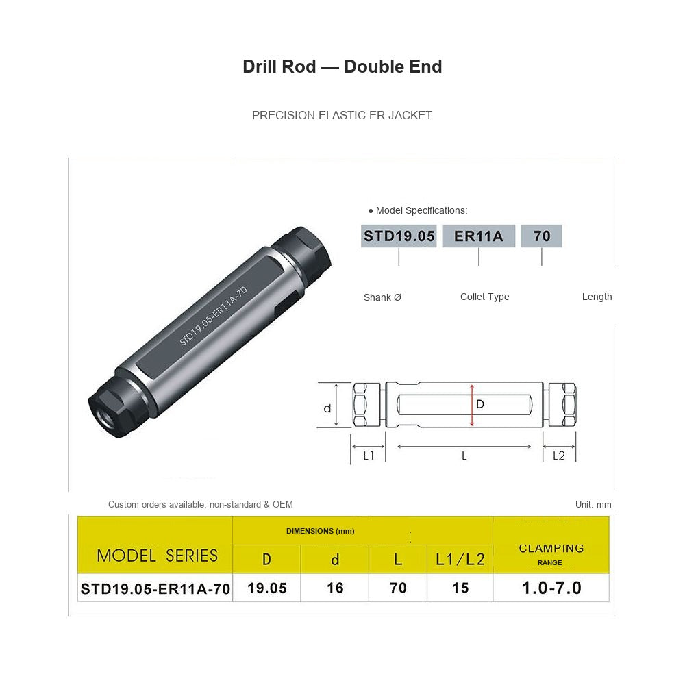 Swiss-Type Drill Rod STD19.05-ER11A-70