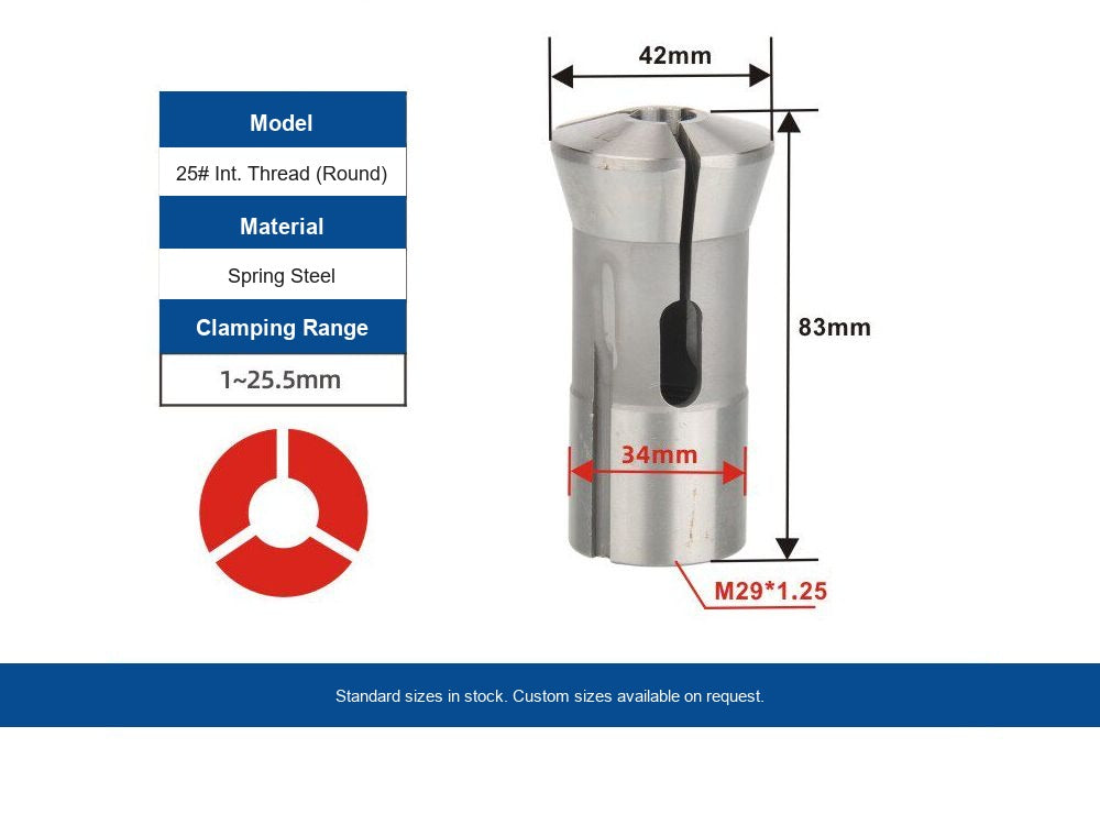 Indexing Collet Chuck — 25# Int. Thread (Round)