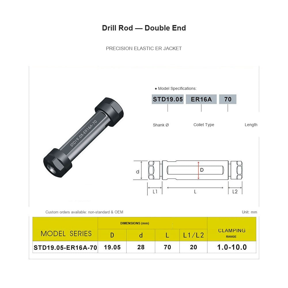 Swiss-Type Drill Rod STD19.05-ER16A-70