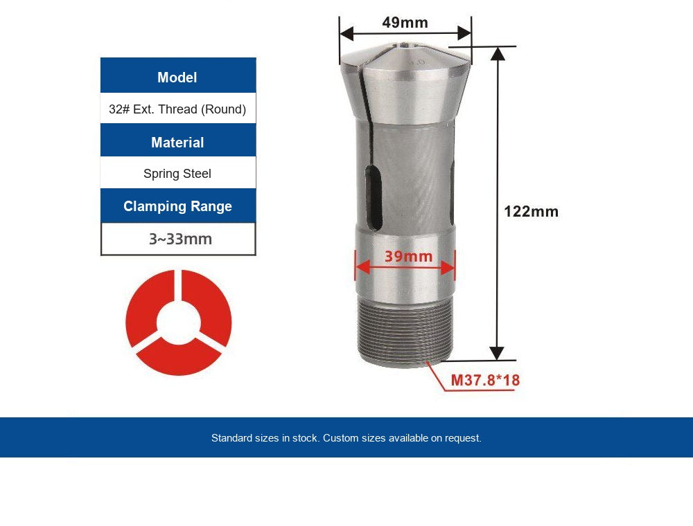 Indexing Collet Chuck — 32# Ext. Thread (Round)