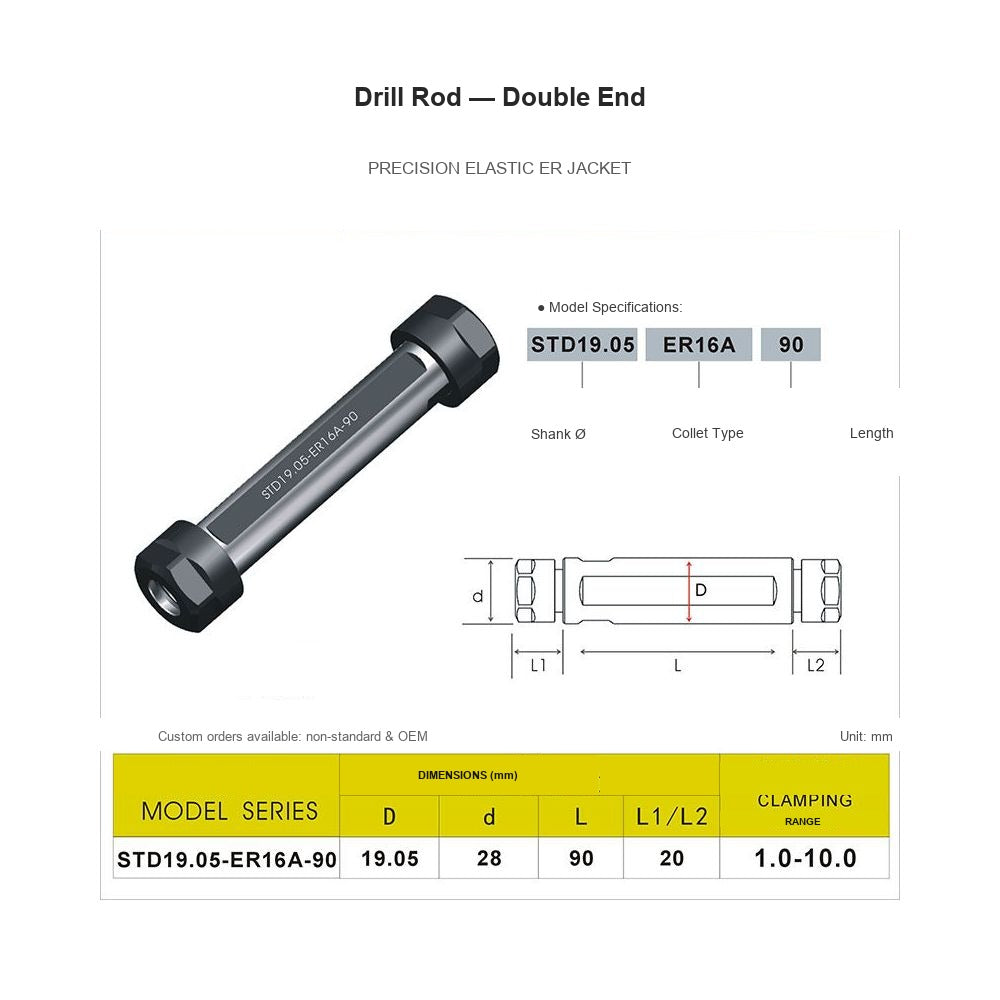 Swiss-Type Drill Rod STD19.05-ER16A-90