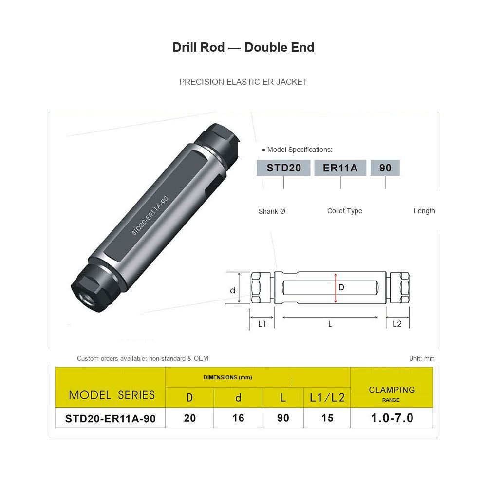 Swiss-Type Drill Rod STD20-ER11A-90