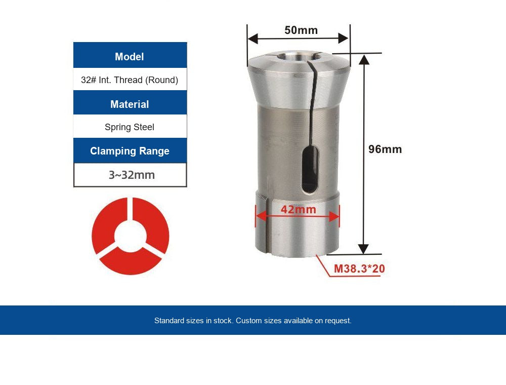 Indexing Collet Chuck — 32# Int. Thread (Round)