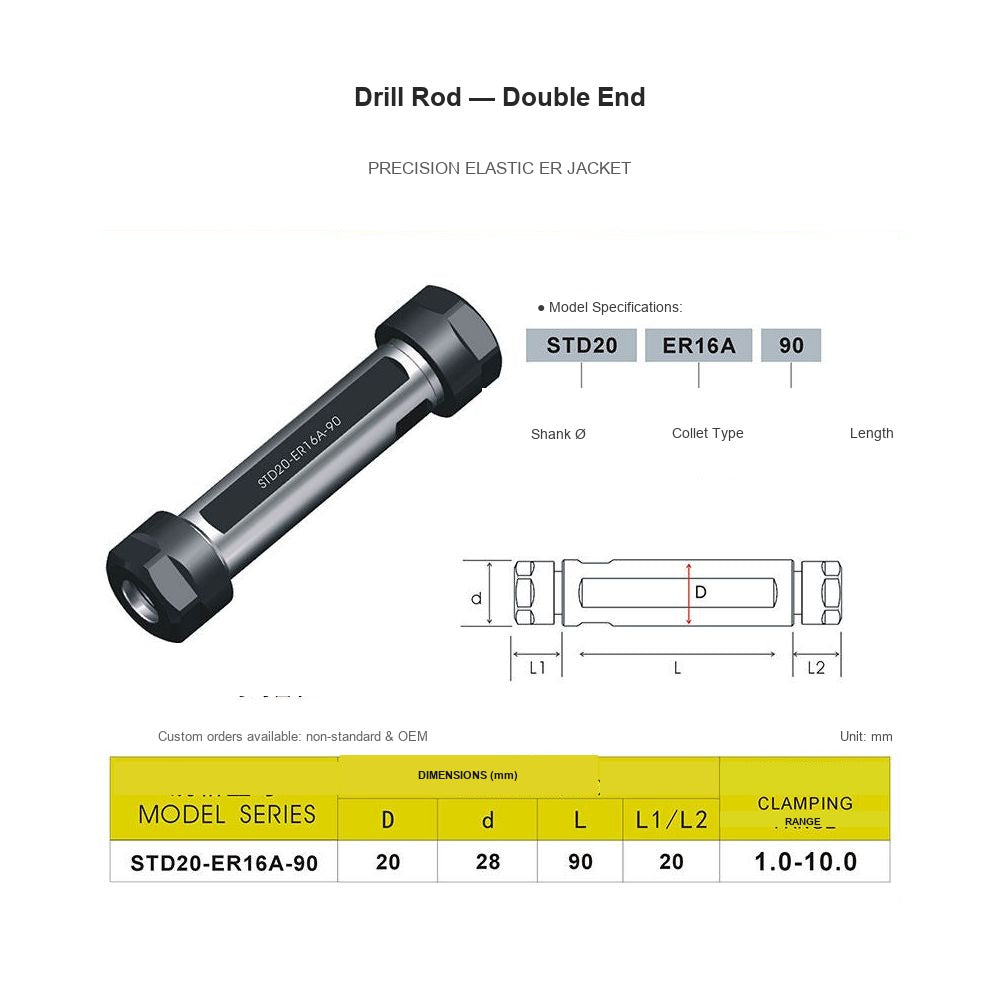 Swiss-Type Drill Rod STD20-ER16A-90