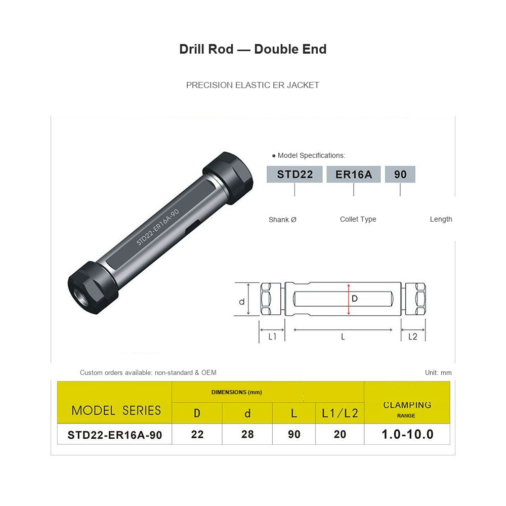 Swiss-Type Drill Rod STD22-ER16A-90