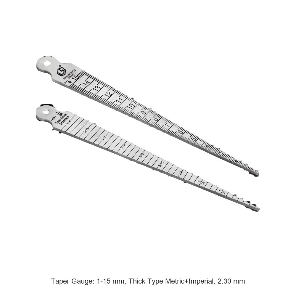 Taper Gauge: 1-15 mm, Thick Type Metric+Imperial, 2.30 mm
