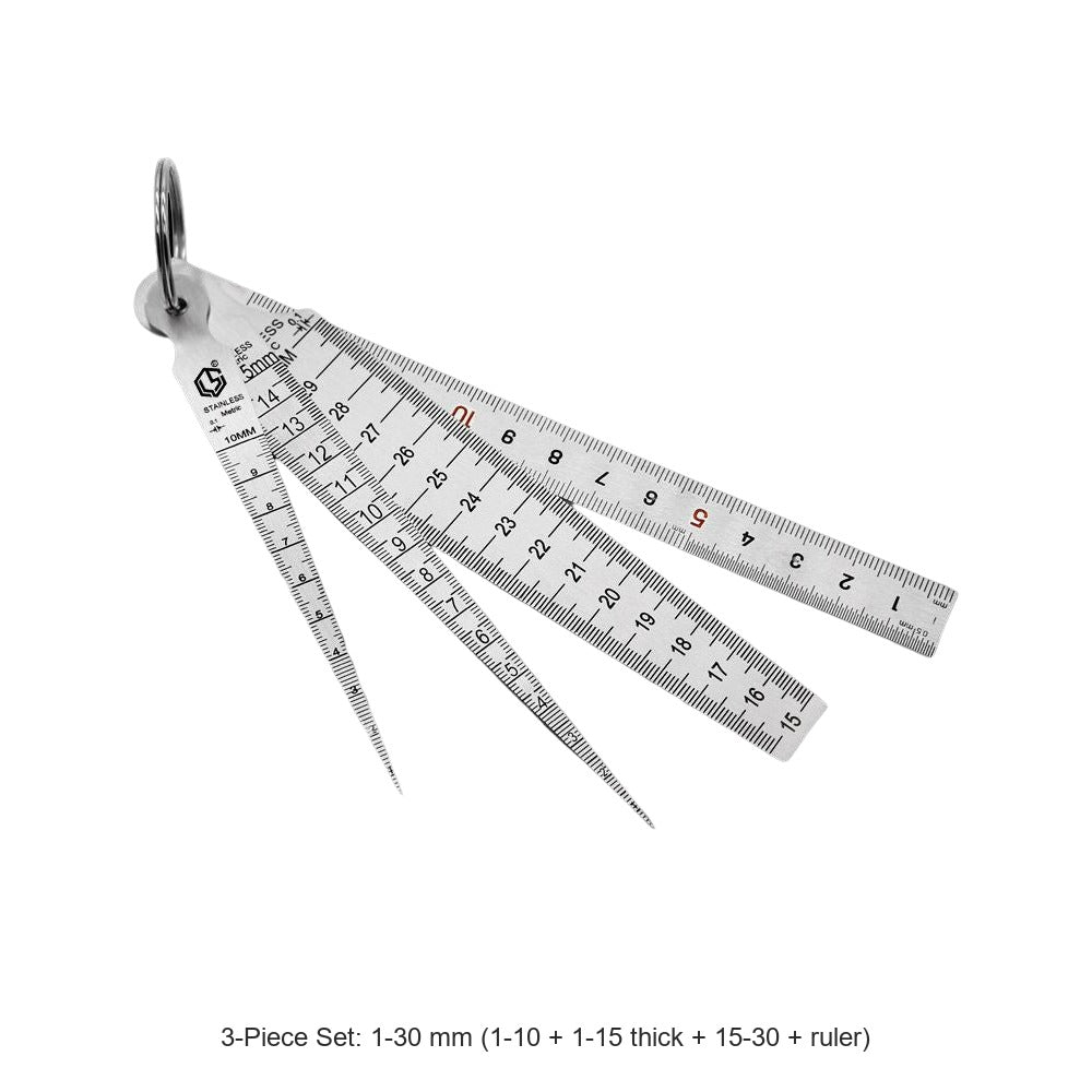 3-Piece Set: 1-30 mm (1-10 + 1-15 thick + 15-30 + ruler)