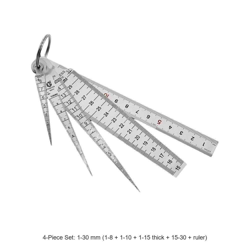 4-Piece Set: 1-30 mm (1-8 + 1-10 + 1-15 thick + 15-30 + ruler)