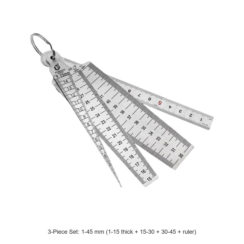3-Piece Set: 1-45 mm (1-15 thick + 15-30 + 30-45 + ruler)