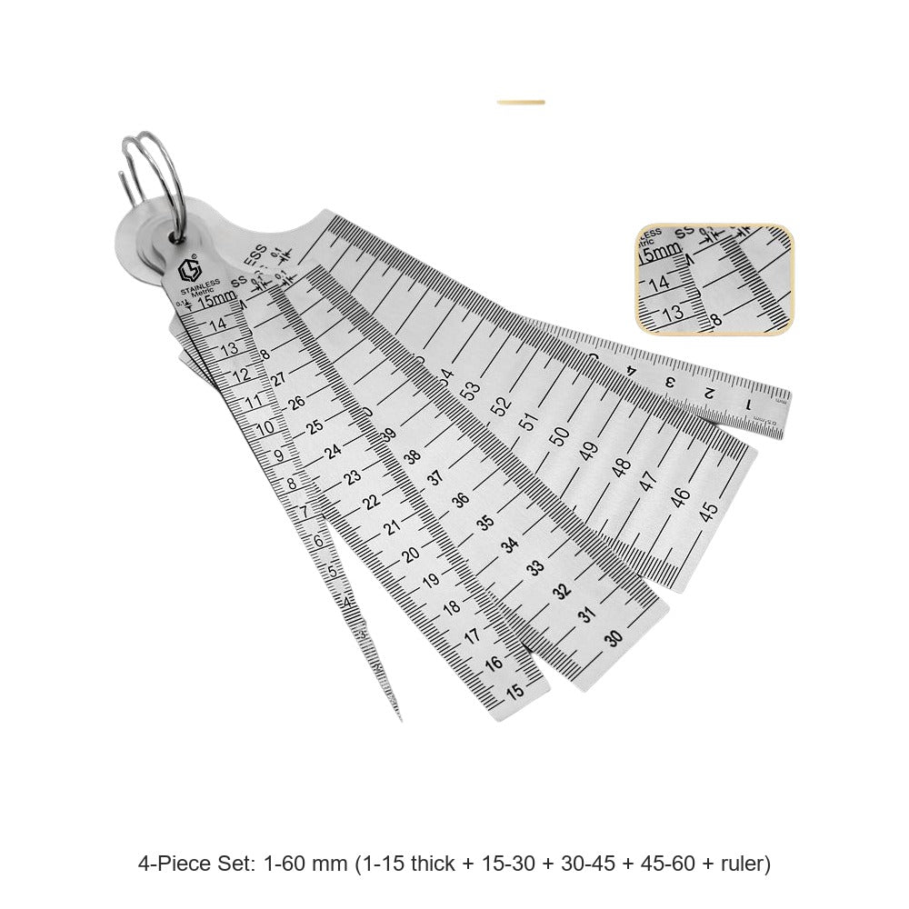 4-Piece Set: 1-60 mm (1-15 thick + 15-30 + 30-45 + 45-60 + ruler)