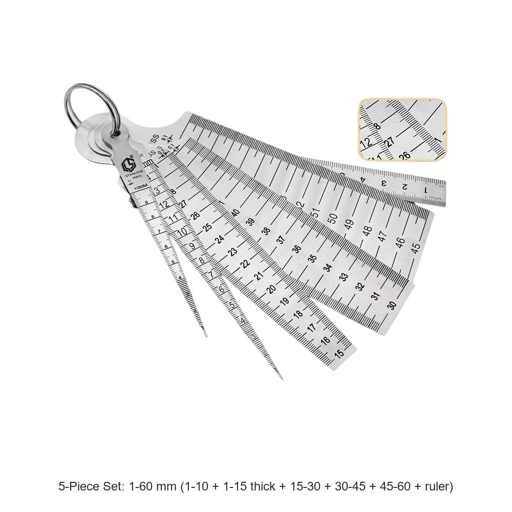 5-Piece Set: 1-60 mm (1-10 + 1-15 thick + 15-30 + 30-45 + 45-60 + ruler)