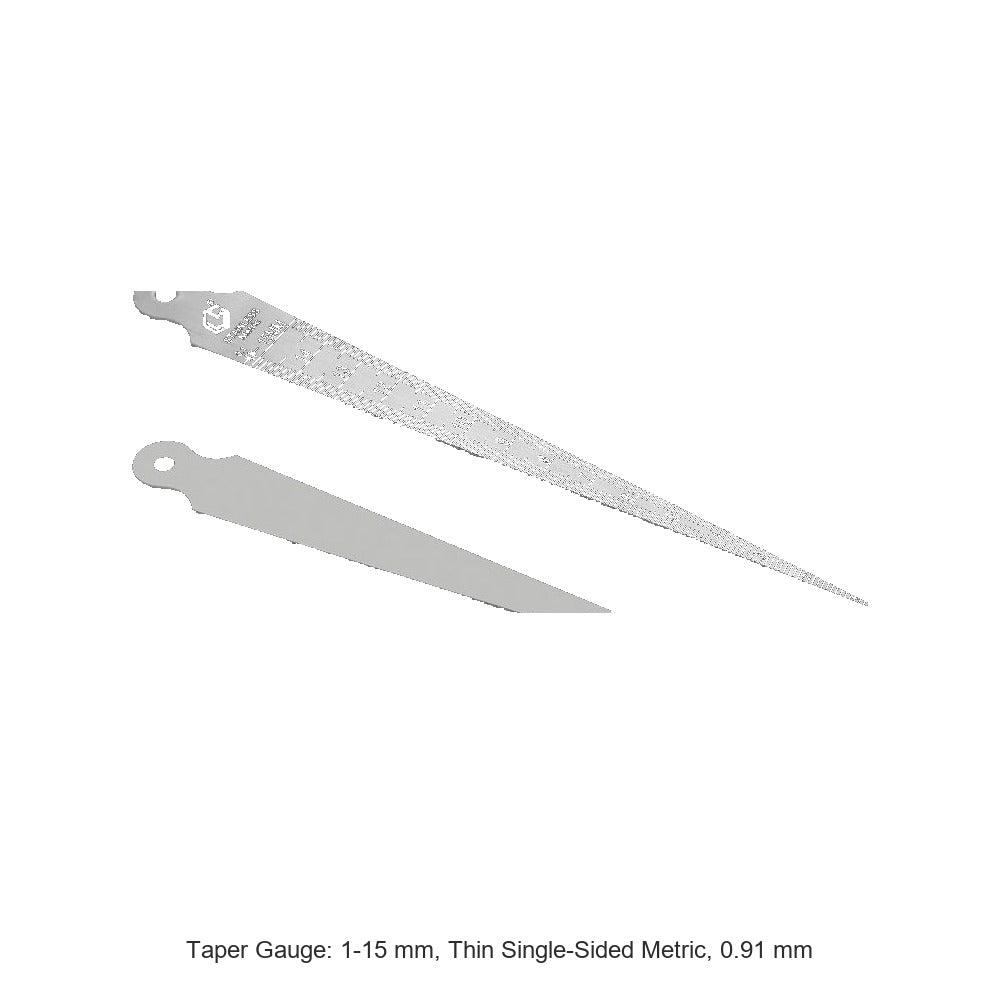 Taper Gauge: 1-15 mm, Thin Single-Sided Metric, 0.91 mm