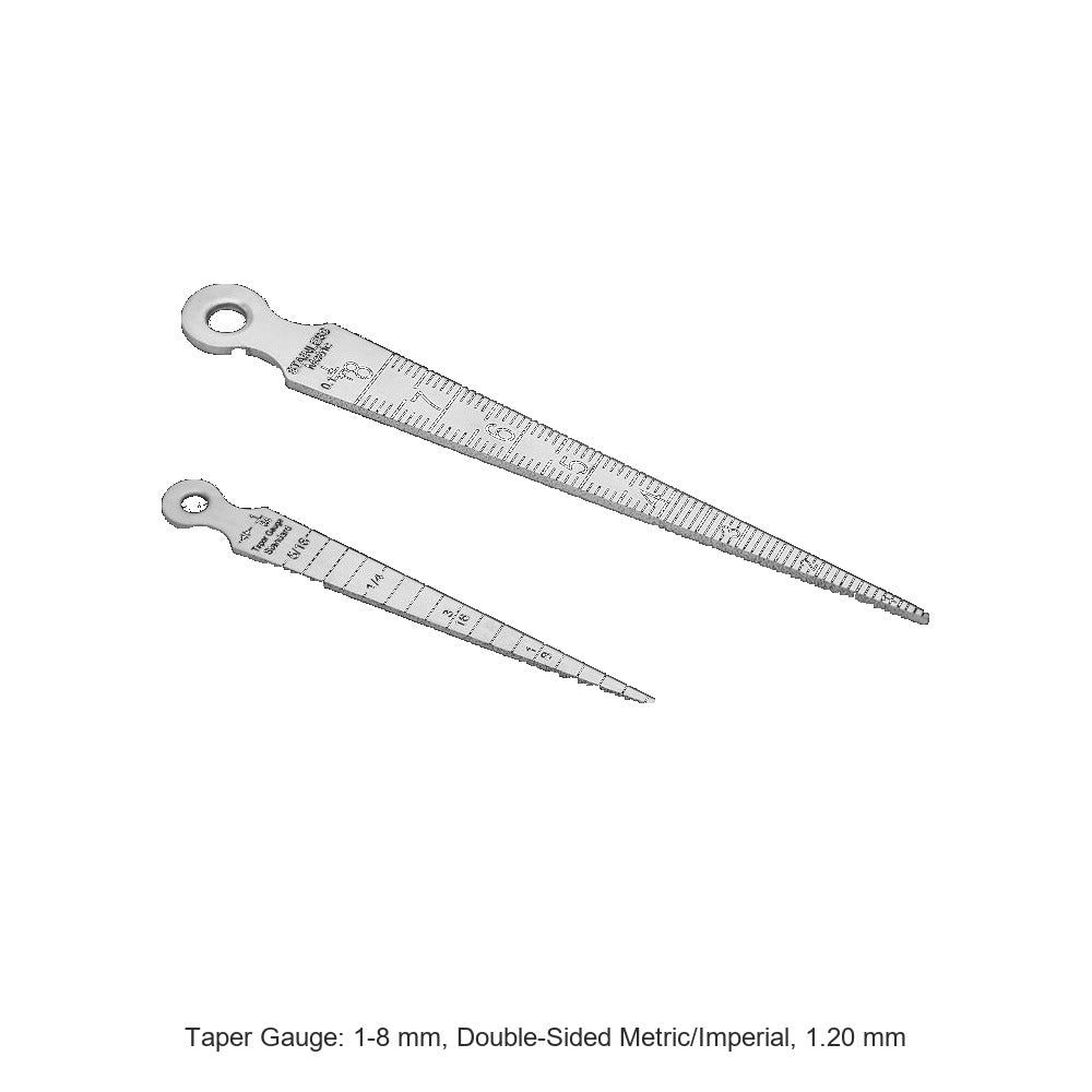 Taper Gauge: 1-8 mm, Double-Sided Metric/Imperial, 1.20 mm