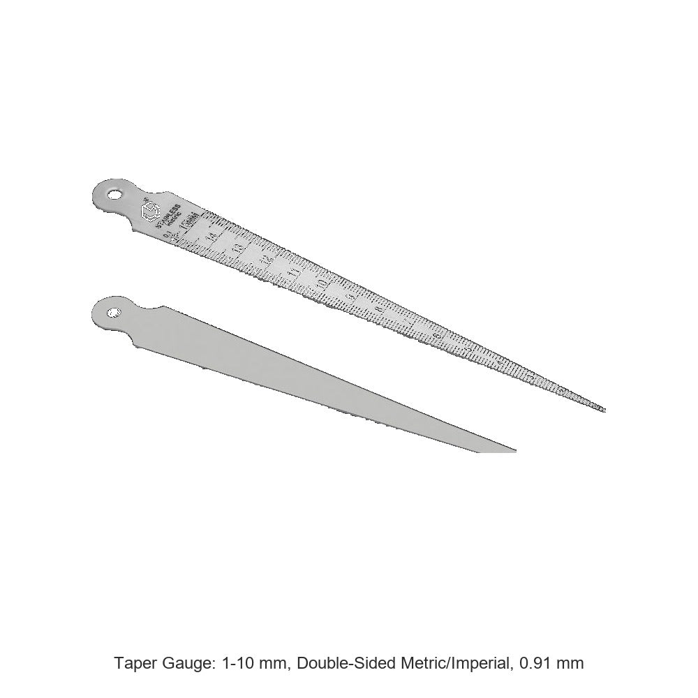 Taper Gauge: 1-10 mm, Double-Sided Metric/Imperial, 0.91 mm