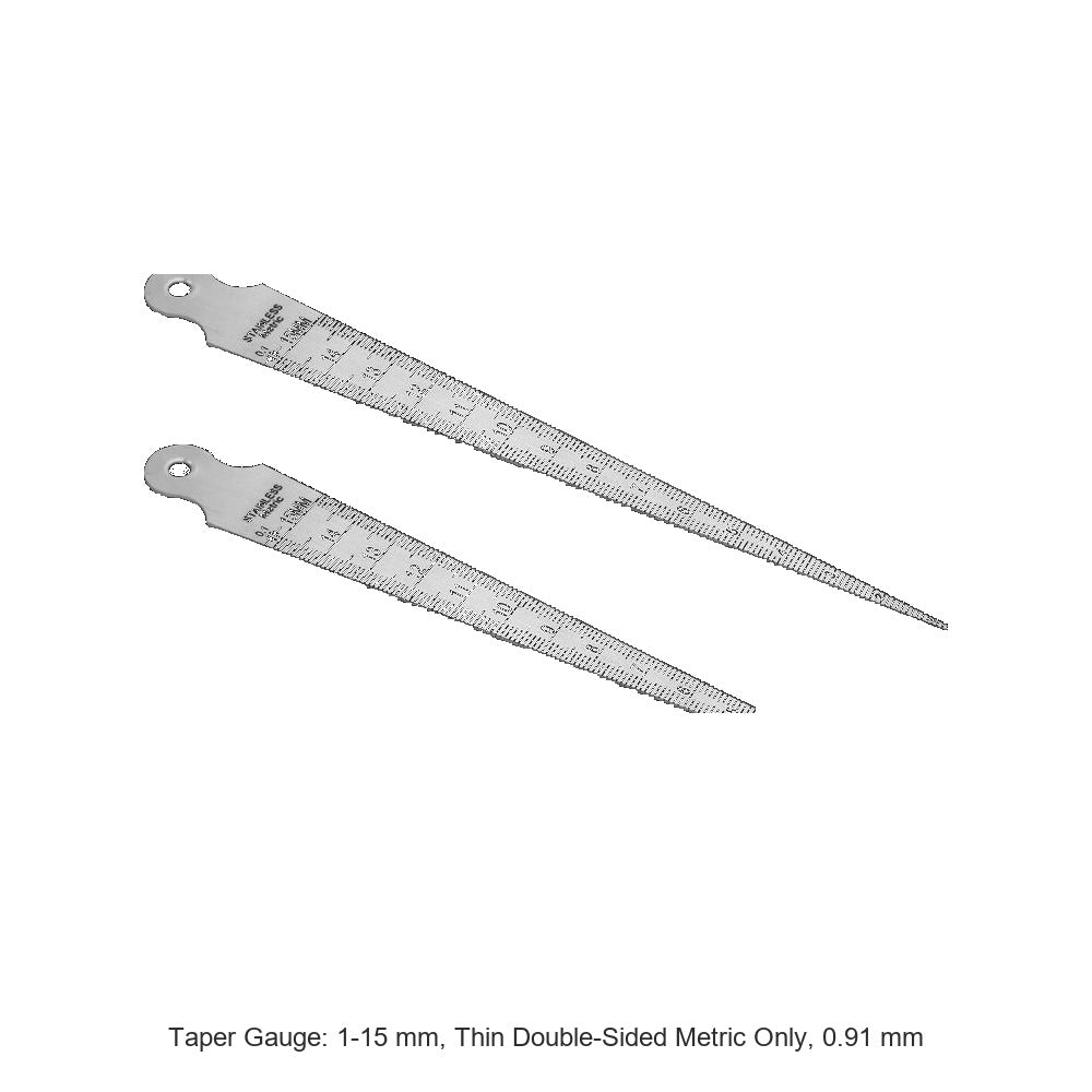 Taper Gauge: 1-15 mm, Thin Double-Sided Metric Only, 0.91 mm