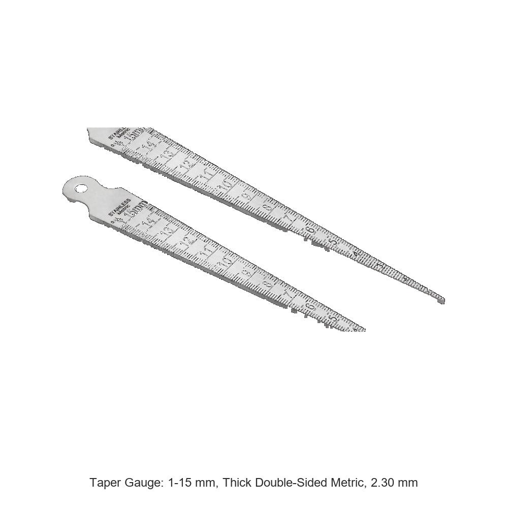 Taper Gauge: 1-15 mm, Thick Double-Sided Metric, 2.30 mm