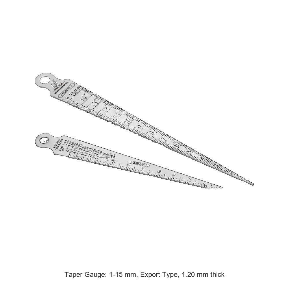 Taper Gauge: 1-15 mm, Export Type, 1.20 mm thick