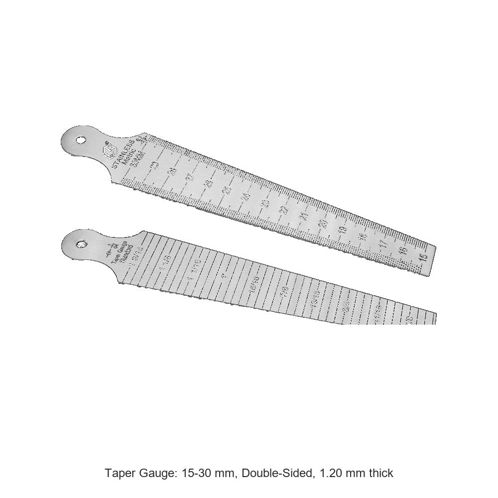 Taper Gauge: 15-30 mm, Double-Sided, 1.20 mm thick