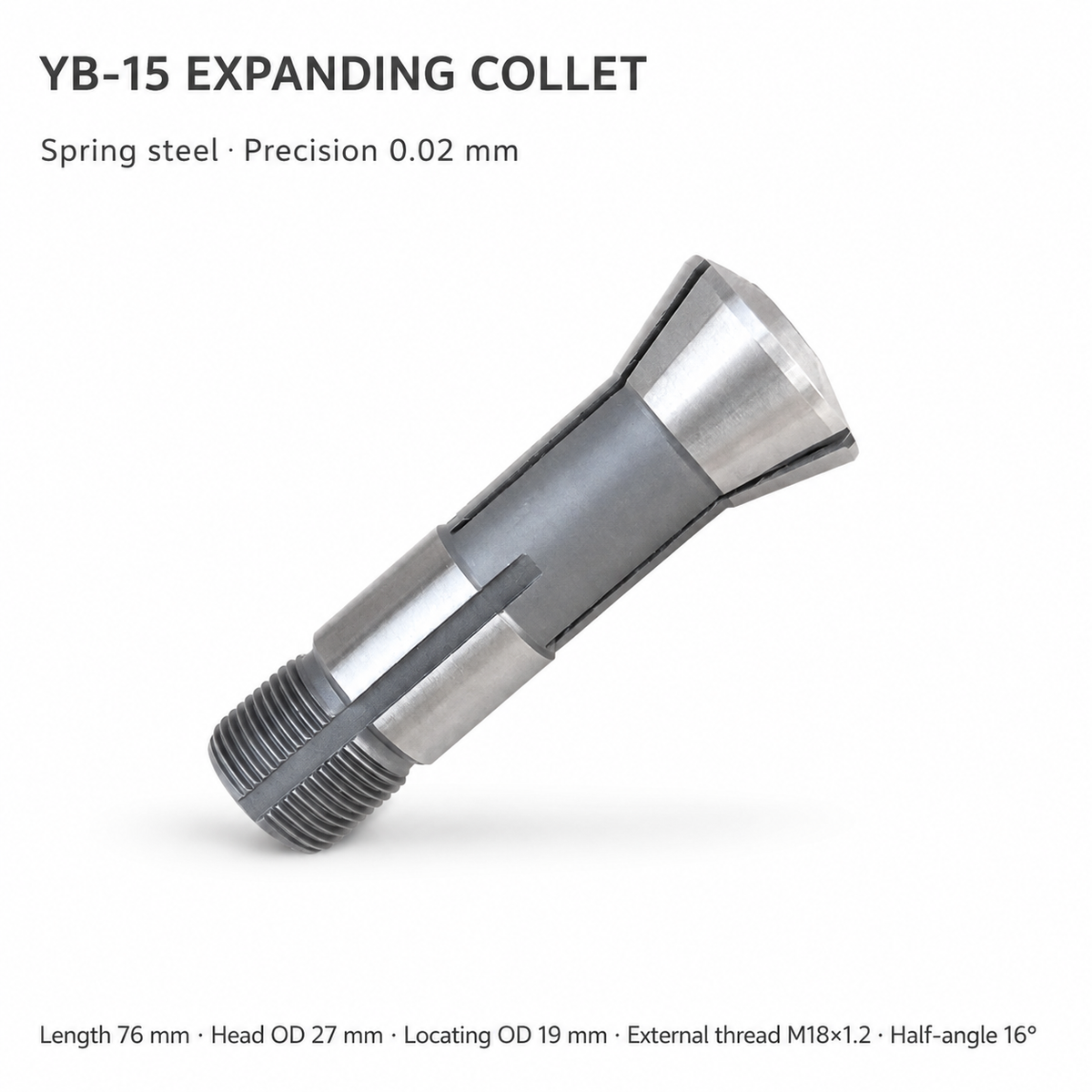 Цанга YB-15 пружинна сталь, кругла розтискна гільза 10.0–15.0 мм — фото 1